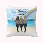 Personnalisé au monde, vous êtes une mère mais pour nous, vous êtes le monde Beach View et Rainbow Throw Pillow Cover