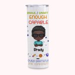 Premi d'ingresso personalizzati per bambini Icona di apprendimento scarabocchio dritto Skinny Tumbler Compleanni Bottiglia d'acqua riutilizzabile