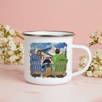 Tasse en émail personnalisée I Love You Forever Snow Mountain Vacation avec poignée cadeau de Noël Saint Valentin