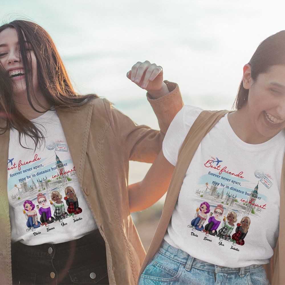 Personalizzato Best Friends Forever Never Apart Sisters T-shirt Anniversario Viaggio 4
