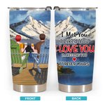 Personalised I'm Keeping You Forever Yours This Couple on Chairs Snow Mountain Scenery 20oz Tumbler Couple Gift for Hot and Cold Drinks