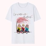 Maglietta personalizzata Life is Better with Besties Sitting Under Tree Cheers Regalo per le amiche del cuore