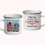 Personnalisé Je t'aime pour toujours Tournesol Couple Voyage Tasse en émail Solide et Durable Noël Saint Valentin