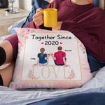 Personalized Couple Sitting on Chairs Cheers Flower Decoration Love Chair Throw Pillow Cover Couple Gifts Valentine's Day Gift