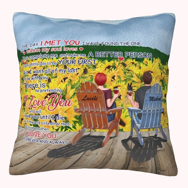 Poesia d'amore personalizzata Girasole Giardino Coppia Tempo Libero Lancio Cuscino Coperta Regalo di compleanno Camera da letto Decor
