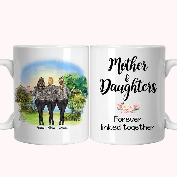 Personalizada Madre e Hija con Diseño de Montaña Celebración Taza de Cerámica Blanca para Acción de Gracias Regalos de Navidad Taza de Té