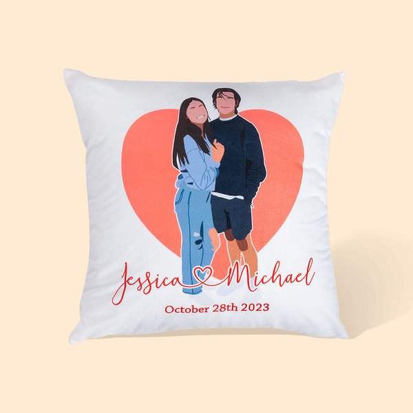 Personalizado sin rostro Retrato Pareja Aniversario Cojín Funda de almohada de tiro
