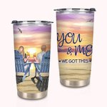 Personalised Seaside Sunset This Couple on Chairs 20oz Tumbler Anniversary Gift for Hot and Cold Drinks