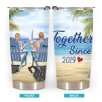 Personalized Together Since This Couple on Chairs Seaside Scenery 20oz Tumbler Valentine's Day Gift Daily Use