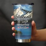 Personalised Travel Partners for Life Couple on Chairs Snow Mountain Scenery 20oz Tumbler Couple Gift Daily Use