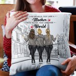 Personalized to the World You are a Mother but to Us You are the World Beach View and Rainbow Throw Pillow Cover
