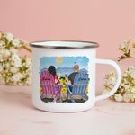 Personnalisé Je t'aime pour toujours Tournesol Couple Voyage Tasse en émail Solide et Durable Noël Saint Valentin