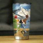 Personalised I'm Keeping You Forever Yours This Couple on Chairs Snow Mountain Scenery 20oz Tumbler Couple Gift for Hot and Cold Drinks