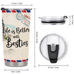Personlig Tumbler Besties Flygplanskuvert Livet är bättre med Besties 20oz Tumbler Vänskapspresent