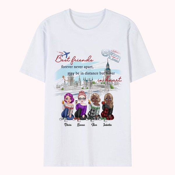 Personalizzato Best Friends Forever Never Apart Sisters T-shirt Anniversario Viaggio