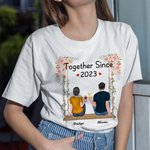 Personalized Couple Eternal Love Story Flower Swinging T-shirt Anniversary Daily Wear