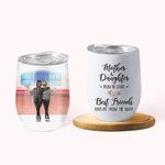 Cadeau de fête des mères personnalisé Mère et fille Meilleur ami pour toujours du coeur Tumbler à vin sous vide double paroi