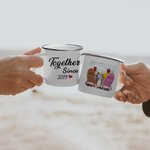 Tasse personnalisée en émail de mouette de montagne de bord de mer de couple ensemble solide et durable Noël Saint-Valentin