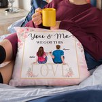 Personalised Couple Sitting on Chair Love Chair Flowers Cheers Throw Pillow Cover Girlfriend Boyfriend Gifts Home Decoration