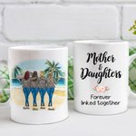 Personalised Mother and Daughter Forever Linked Together Beach Holiday Design White Ceramic Mug Mom Gifts