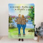 Personalised The Love Between A Mother And Daughter Is Forever Blanket on Sofa Mother's Day Woman's Day Gift for Her