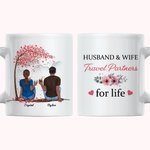 Gepersonaliseerde man en vrouw Travel Partners for Life Couple Cheers Witte Keramische Mok Verjaardags- en Huwelijksgeschenken