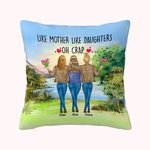 Personnalisé comme mère comme fille Oh merde au bord du lac coucher de soleil Vew jeter taie d'oreiller cadeau pour maman chambre décor