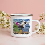 Personalized Annoying Each Other Snow Mountain Couple Enamel Mug Valentine's Day Strong and Durable