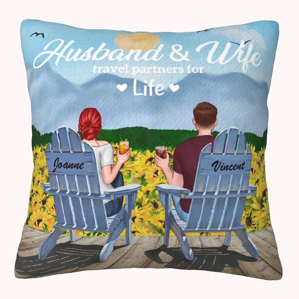 Gepersonaliseerde man en vrouw zonnebloem tuin platteland kussenhoes verjaardagscadeau home decoratie