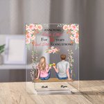 Personalised Couple Sitting on Swing Annoying Each Other Flower Decoration Acrylic Plaque Gifts for Couples Desk Ornament