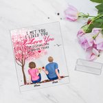 Personalised Couple Sitting Under Tree Flower I Met You I Love You Acrylic Plaque Gifts for Couples Acrylic Decoration