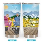 Personalized Together Since Sunset This Couple on Chairs Sunflowers 20oz Tumbler Anniversary Gift for Hot and Cold Drinks
