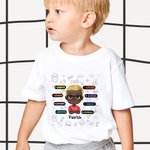 Personalised Girl Boy Headshot Tag Wall Sign Childlike Elements Kid T-shirt School Season  Daily Wear