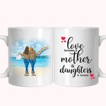 Personalised Rainbow Sea and Beach Love Between a Mothers and Daughters White Ceramic Mug Mom Gifts From Daughter