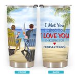 Personalized  Seaside Scenery I'm Keeping You Forever Yours This Couple on Chairs 20oz Tumbler Anniversary Gift for Hot and Cold Drinks