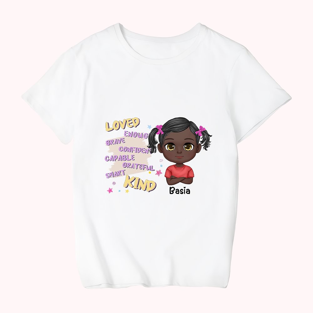 Personalisiertes geliebtes und freundliches Kind, Mädchen, Junge, Schulzeit, Kinder-T-Shirt, Schulzeit, tägliche Abnutzung