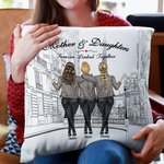Personlig mor och dotter för evigt länkade tillsammans Paris Tower Throw Pillow Cover Bästa present till mamma soffa dekor