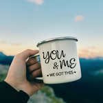 Gepersonaliseerde Jij en Ik We Hebben Deze Zonnebloem Koppel Emaille Mok met Handvat Kerst Verjaardag Gifts