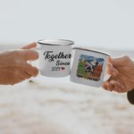 Personnalisé ensemble neige montagne voyage Couple amour émail tasse facile à nettoyer anniversaire saint valentin cadeau