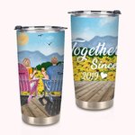 Personalized Together Since Sunset This Couple on Chairs Sunflowers 20oz Tumbler Anniversary Gift for Hot and Cold Drinks