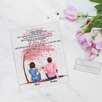 Plaque acrylique personnalisée Couple assis sous un arbre fleuri Je t'aime pour toujours Cadeaux pour petit(e) ami(e) Ornement de bureau