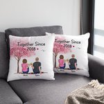 Housse de coussin personnalisée Couple fleur arbre ensemble jeter taie d'oreiller cadeaux pour Couples canapé décor