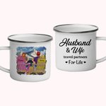 Personnalisé mari et femme partenaire de voyage pour la vie Couple montagne émail tasse facile à nettoyer anniversaire anniversaire