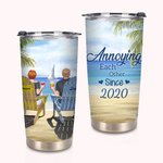 Personalised Annoying Each Other Couple on Chairs Seaside Scenery 20oz Tumbler Couple Gift Daily Use