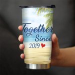 Personalized Together Since This Couple on Chairs Seaside Scenery 20oz Tumbler Valentine's Day Gift Daily Use
