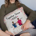Personalized Couple Sitting on Chairs Cheers Flower Decoration Love Chair Throw Pillow Cover Couple Gifts Valentine's Day Gift