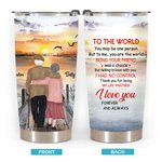 Personalized I Love You to the World Sunset Love Couple 20oz Tumbler for Hot and Cold Drinks Valentine's Day Anniversary