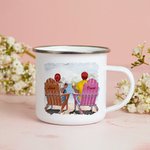 Tasse personnalisée en émail de mouette de montagne de bord de mer de couple ensemble solide et durable Noël Saint-Valentin