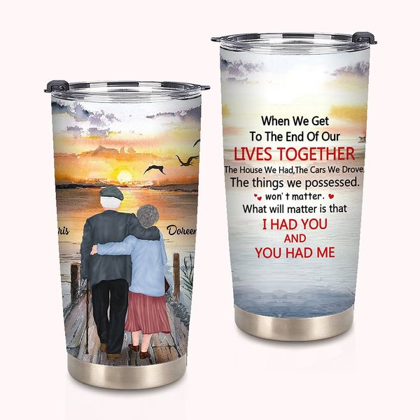 Personalized Lives Together the Things We Possessed Sunset 20 oz Tumbler for Hot and Cold Drinks Christmas Anniversary Gift