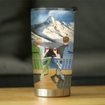 Personalised Annoying Each Other Couple on Chairs Snow Mountain Scenery 20oz Tumbler Couple Gift Daily Use